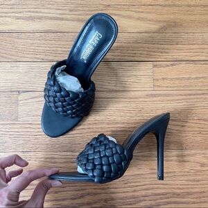 New Cape Robbin Anson Black Basket Weave Braided Heels Black Size 6.5 NWOT